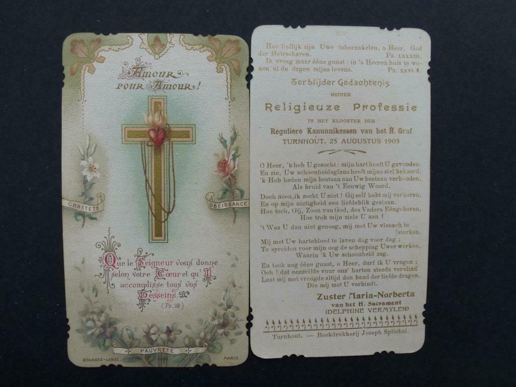Vermylen Delphine zuster Maria Norberta 1905, Verzamelen, Verzenden, Bidprentje