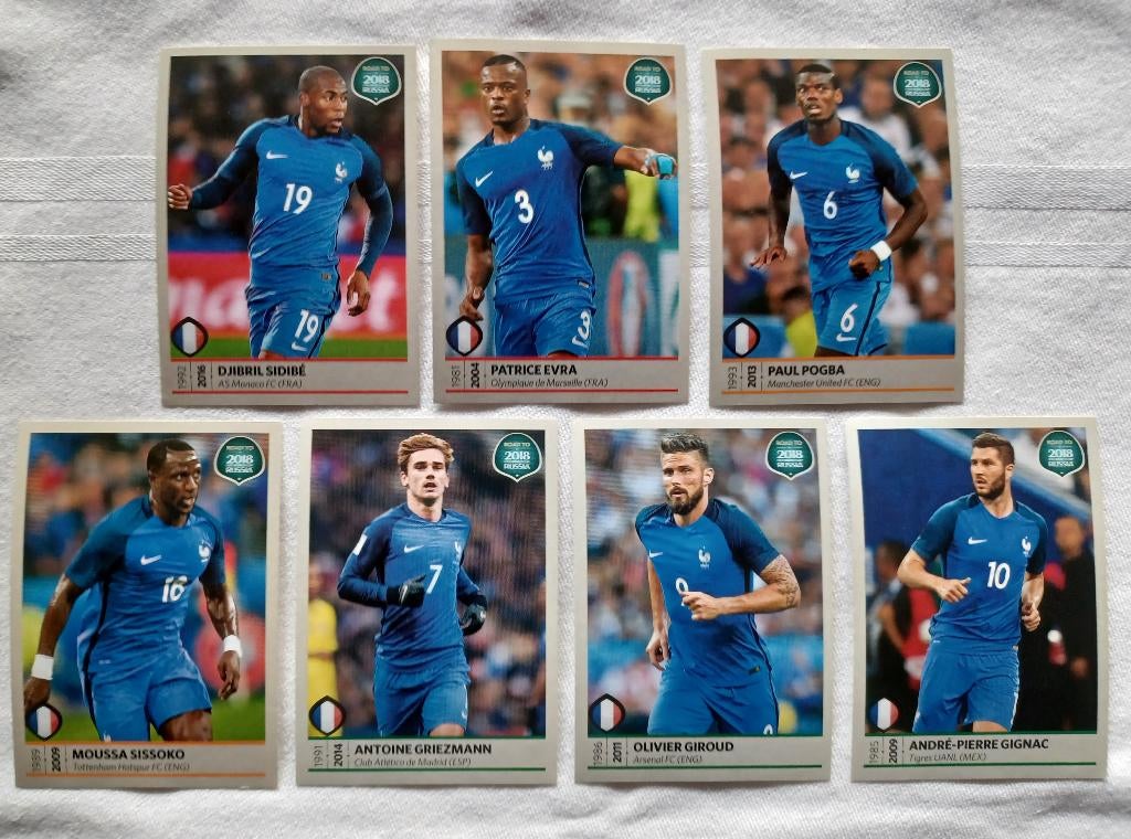 7 stickers Frankrijk - Road to 2018 Fifa World Cup Russia, Ophalen of Verzenden, Zo goed als nieuw, Meerdere stickers