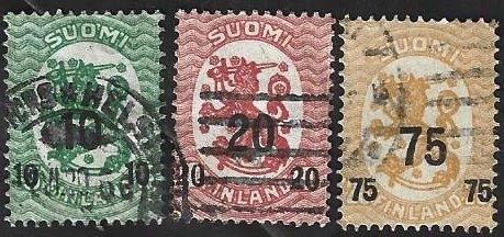 3 Postzegels Finland 1919 Frankeerzegels, Timbres & Monnaies, Timbres | Europe | Scandinavie, Enlèvement ou Envoi, Finlande, Affranchi