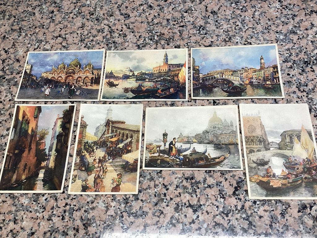 Lot van 7 oude kunst postkaarten VENETIË, Verzamelen, Postkaarten | Themakaarten, Ophalen of Verzenden, 1940 tot 1960, Ongelopen