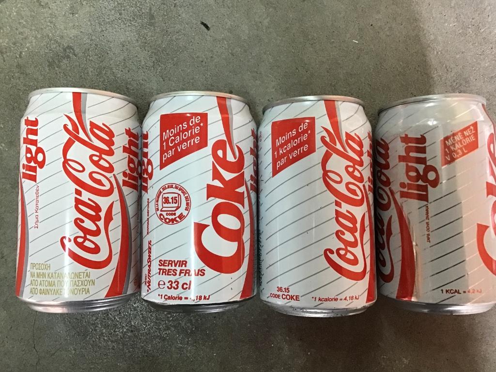 Coca-Cola 24 verschillende cola light blikjes verschillende, Ophalen of Verzenden, Gebruikt, Verpakking