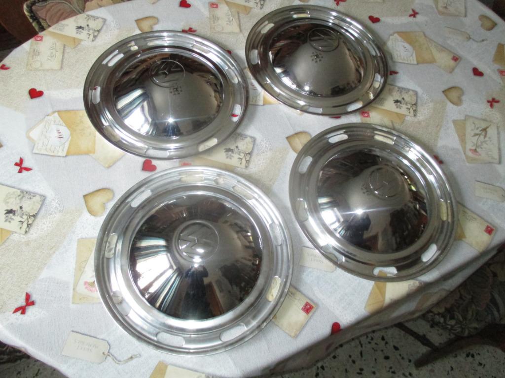4 enjoliveurs bombés VW Cox avec cerclages., Enlèvement, Utilisé, 15 pouces