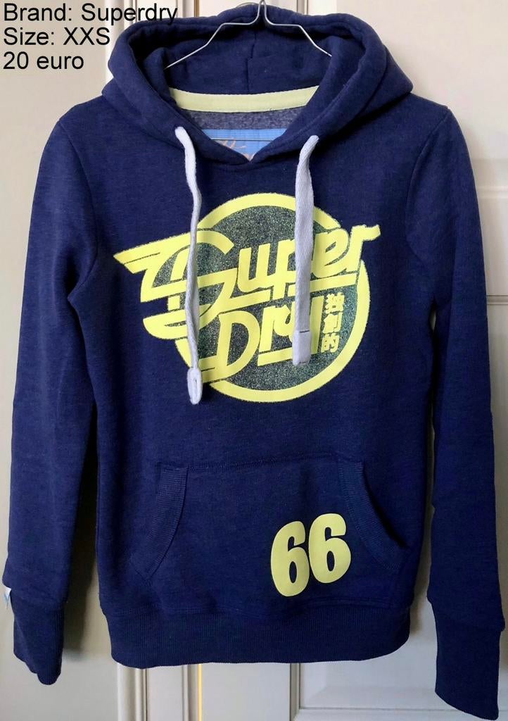 Blauwe hoodie/pull Superdry XS/XXS, Neuf, Enlèvement ou Envoi, Superdry, Taille 34 (XS) ou plus petite