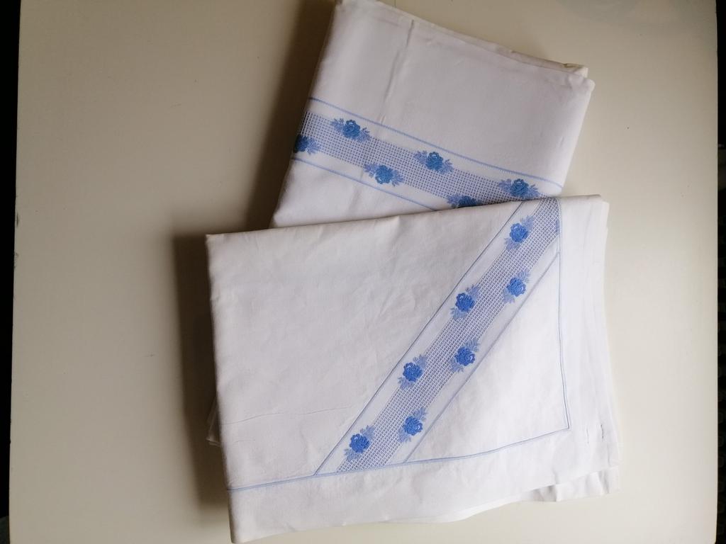 Drap de dessus + 1 taie pour lit d'1 personne, Enlèvement ou Envoi, Une personne, Utilisé, Autres types