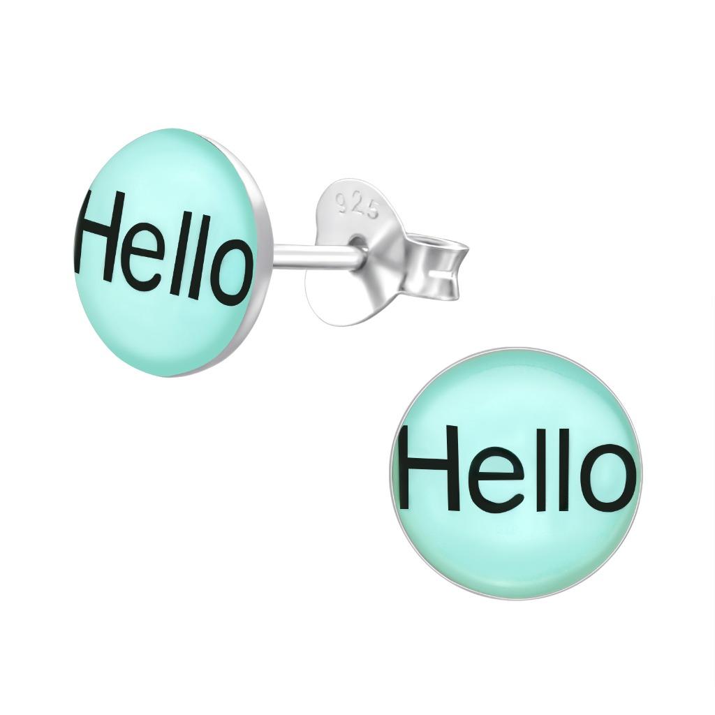 Kinderoorbellen HELLO 925 sterling zilver, Handtassen en Accessoires, Kindersieraden, Nieuw, Oorbellen, Ophalen of Verzenden