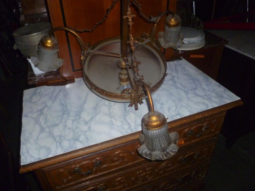 OUDE KOPEREN LOUIS XVI LUSTER, Ophalen