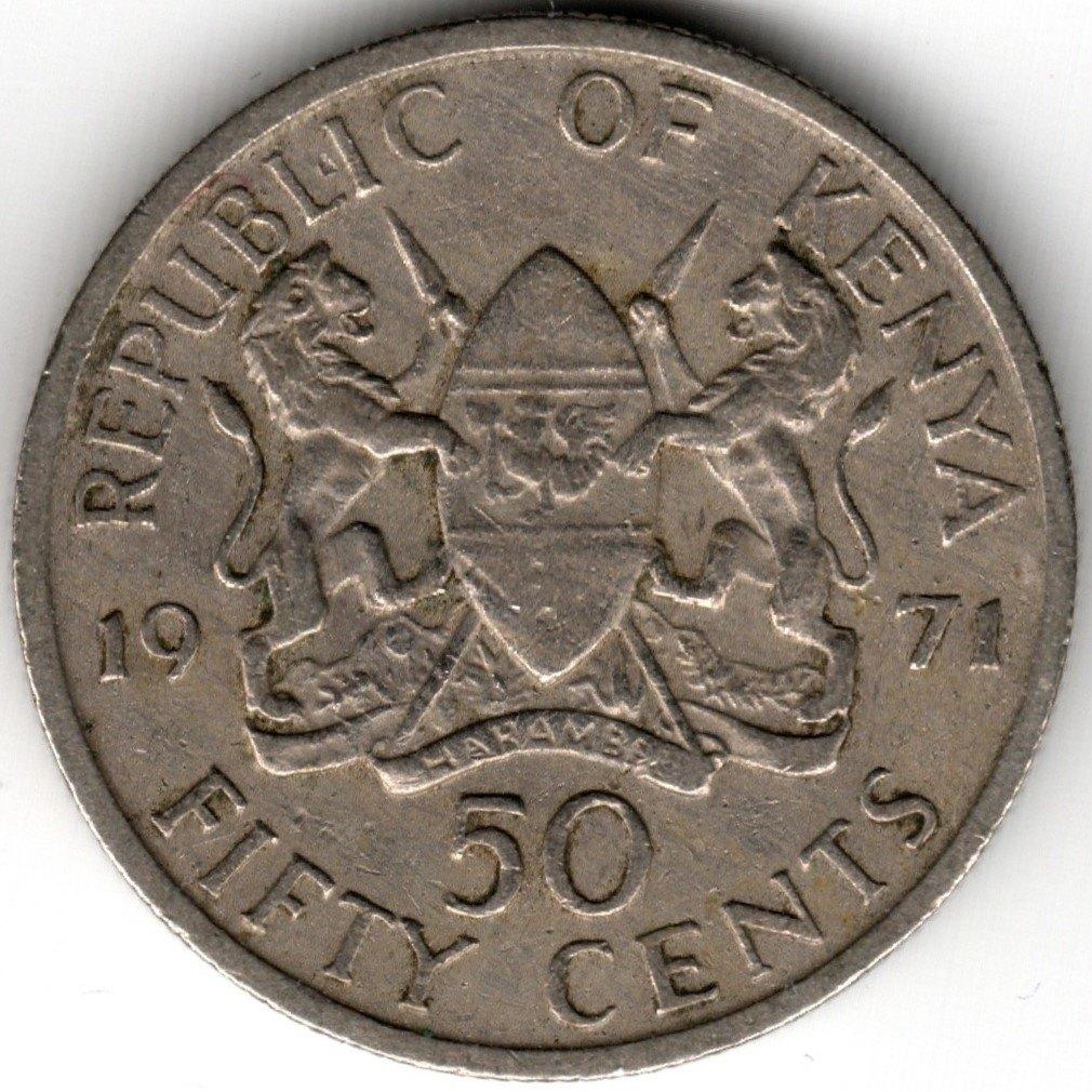 Kenya : 50 Cents 1971  KM#13  Ref 15121, Ophalen of Verzenden, Overige landen, Losse munt