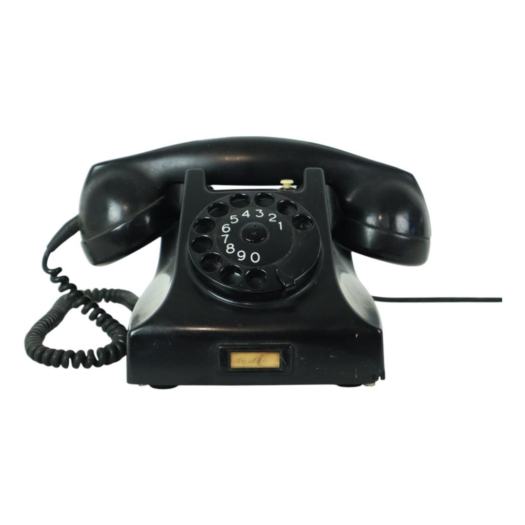Vintage Zwarte Kiesschijf Telefoon Bakeliet PTT Ericsson Typ, Enlèvement ou Envoi, Utilisé, Bakélite