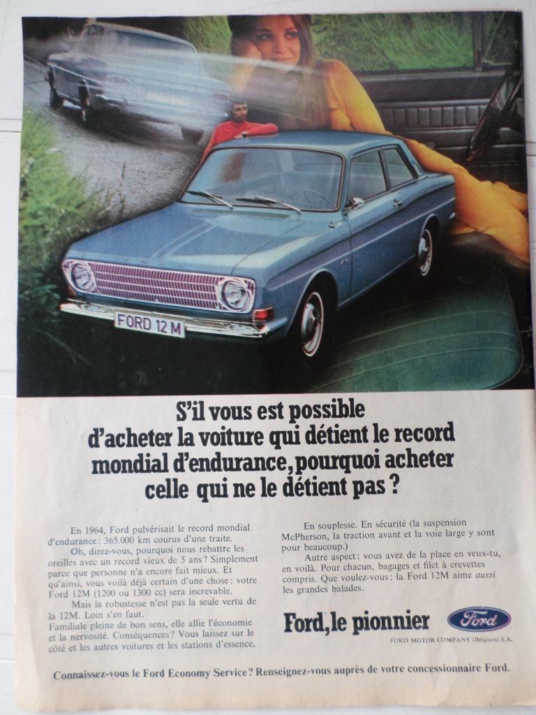Ford 12M - publicité papier - 1970, Enlèvement ou Envoi, Utilisé, Autres types