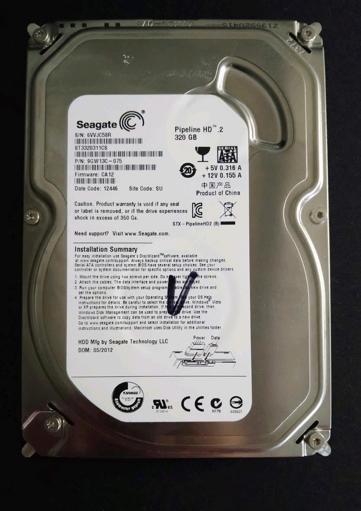 6 disques durs 3,5 pouces. 320 Go, Enlèvement, Comme neuf, HDD
