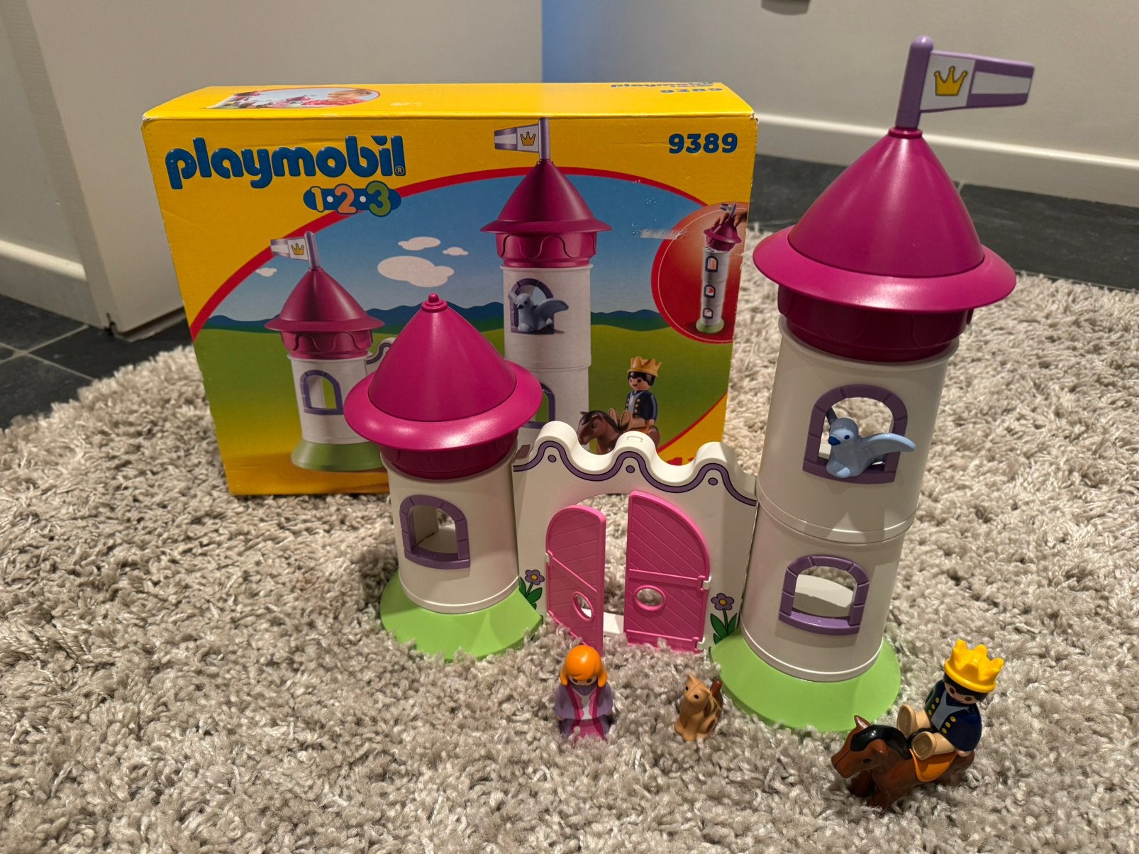 Playmobil 1.2.3 Kasteelpoort met koningskoppel – 9389, Kinderen en Baby's, Ophalen, Gebruikt, Complete set, 1.2.3
