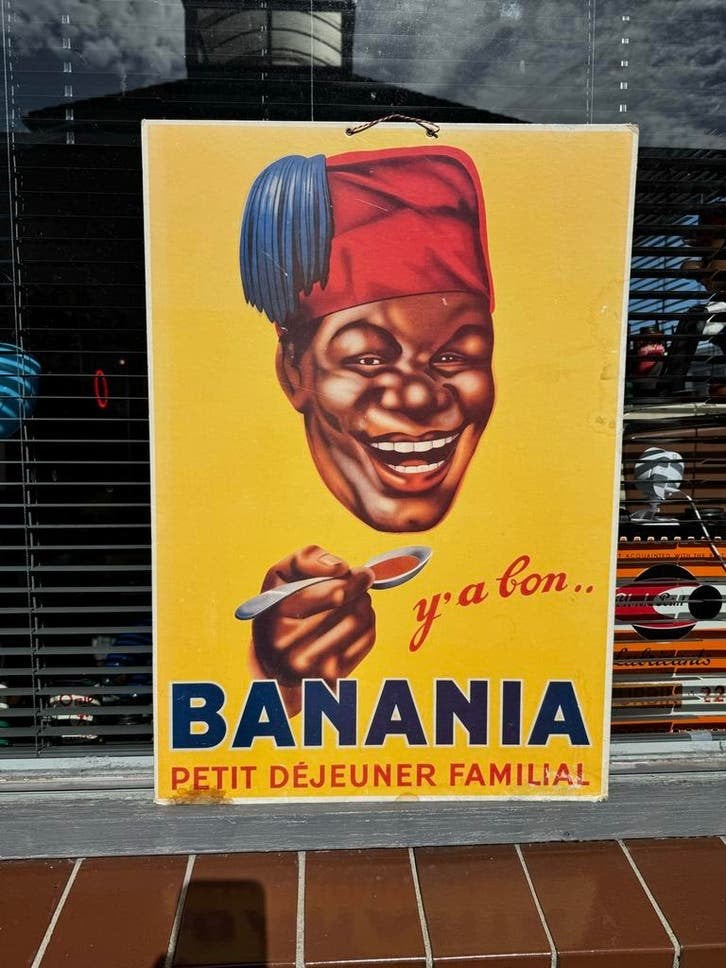 Vintage Banania Reclamebord - Y'a bon - Petit D?jeuner Famil, Verzamelen, Merken en Reclamevoorwerpen