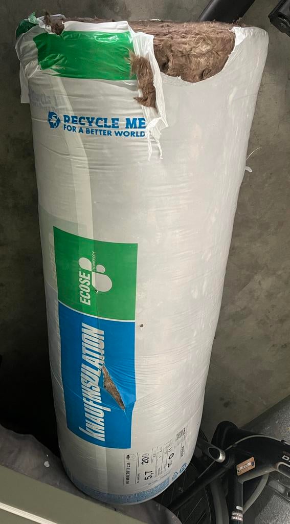 2 Rollen Isolatiewol/glaswol knauf 40€/stuk, Ophalen, Nieuw, Glaswol