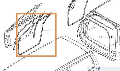 Volvo Rubber portier op deur v70 XC70 rechts voor V70 P26, X, Enlèvement ou Envoi, Neuf, Volvo, Porte