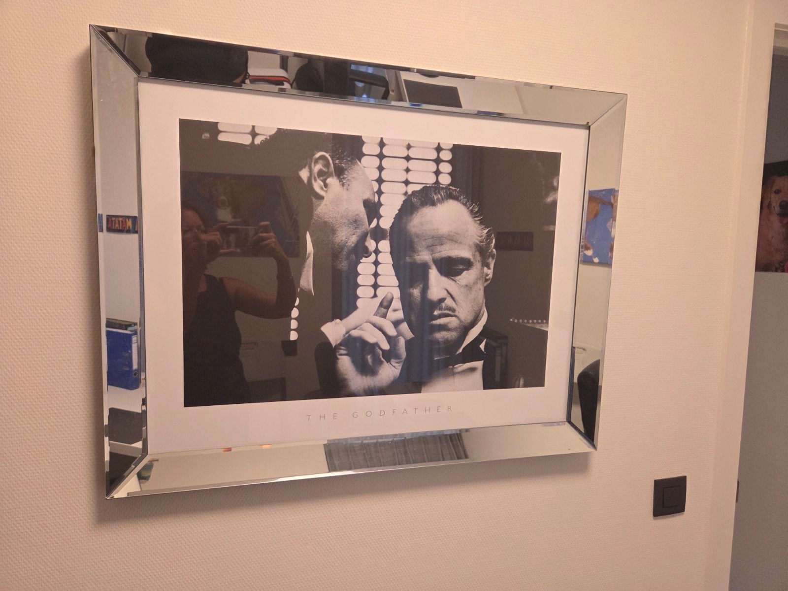 the godfather schilderij in spiegellijst 70x90cm, Cadre miroir, Argenté, Avec image, 90 cm