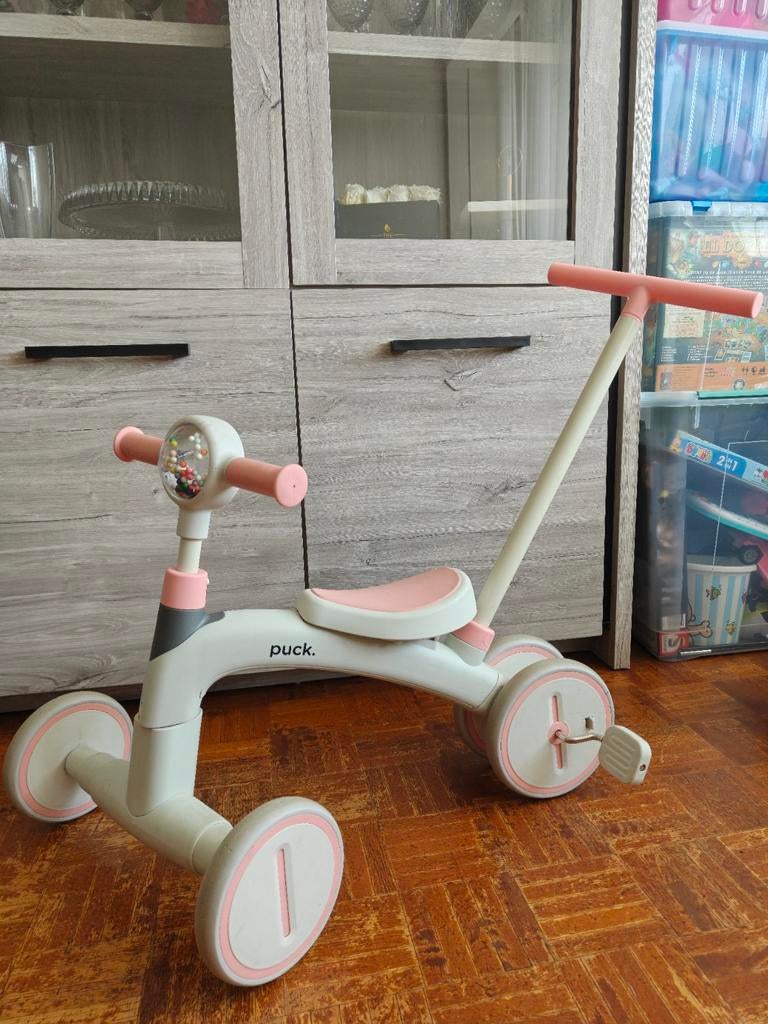 Puck - 3in1 Driewieler  - Wit/Roze, Fietsen en Brommers, Ophalen, Zo goed als nieuw, Puck, Duwstang