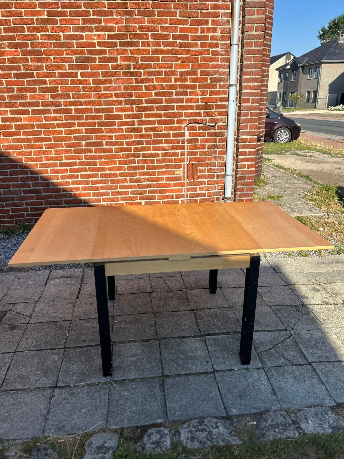 Uitschuifbare Eettafel, Jardin & Terrasse, Tables de jardin, Enlèvement, Utilisé, Carré, Bois
