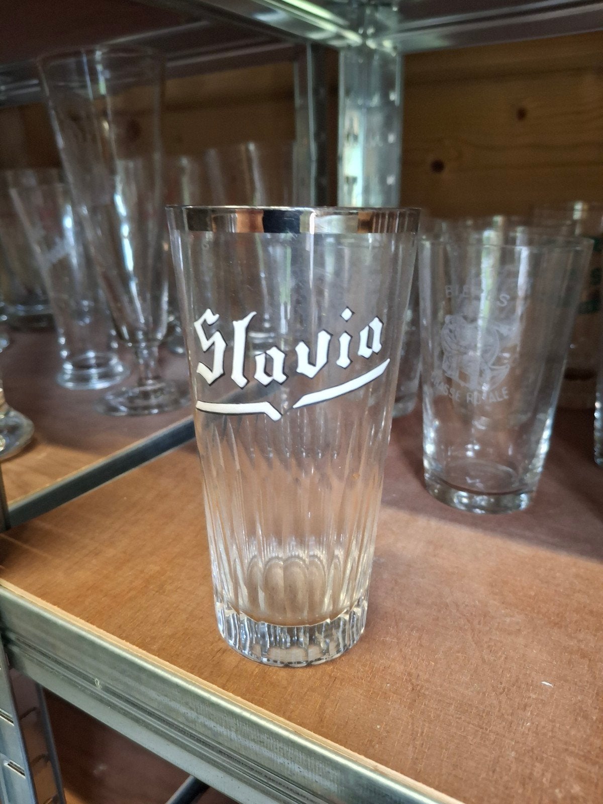 Oud email bierglas slavia dendria geraardsbergen, Verzamelen, Ophalen of Verzenden