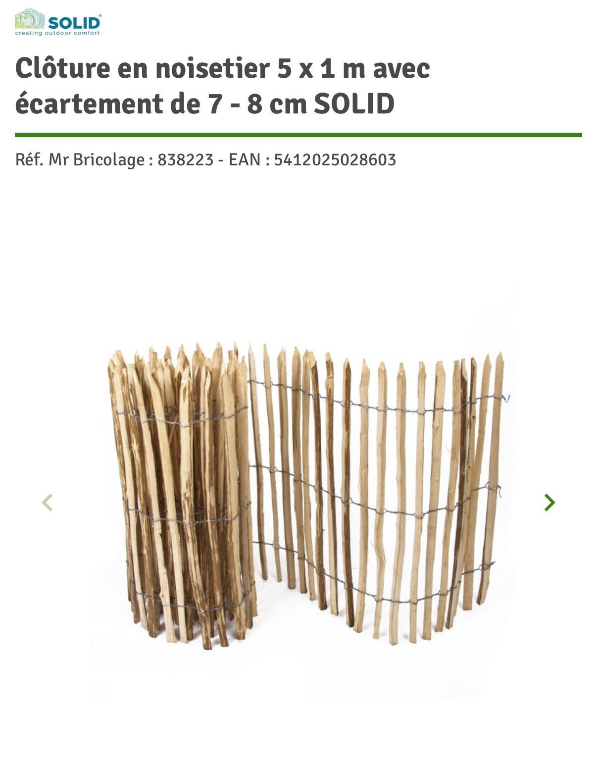 Cloture noisetier 30 metres, Jardin & Terrasse, Clôtures de jardin, Enlèvement, Comme neuf, Bois