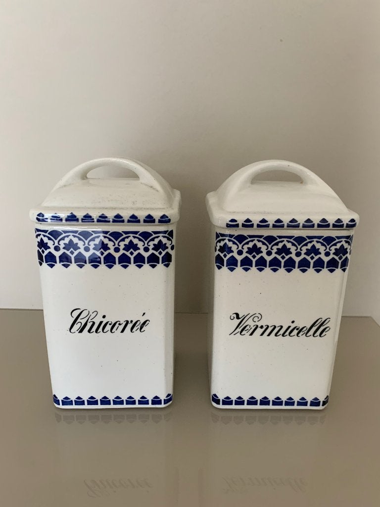 Antieke Wittenberg voorraadpotten – Chicorée & Vermicelle, Enlèvement ou Envoi