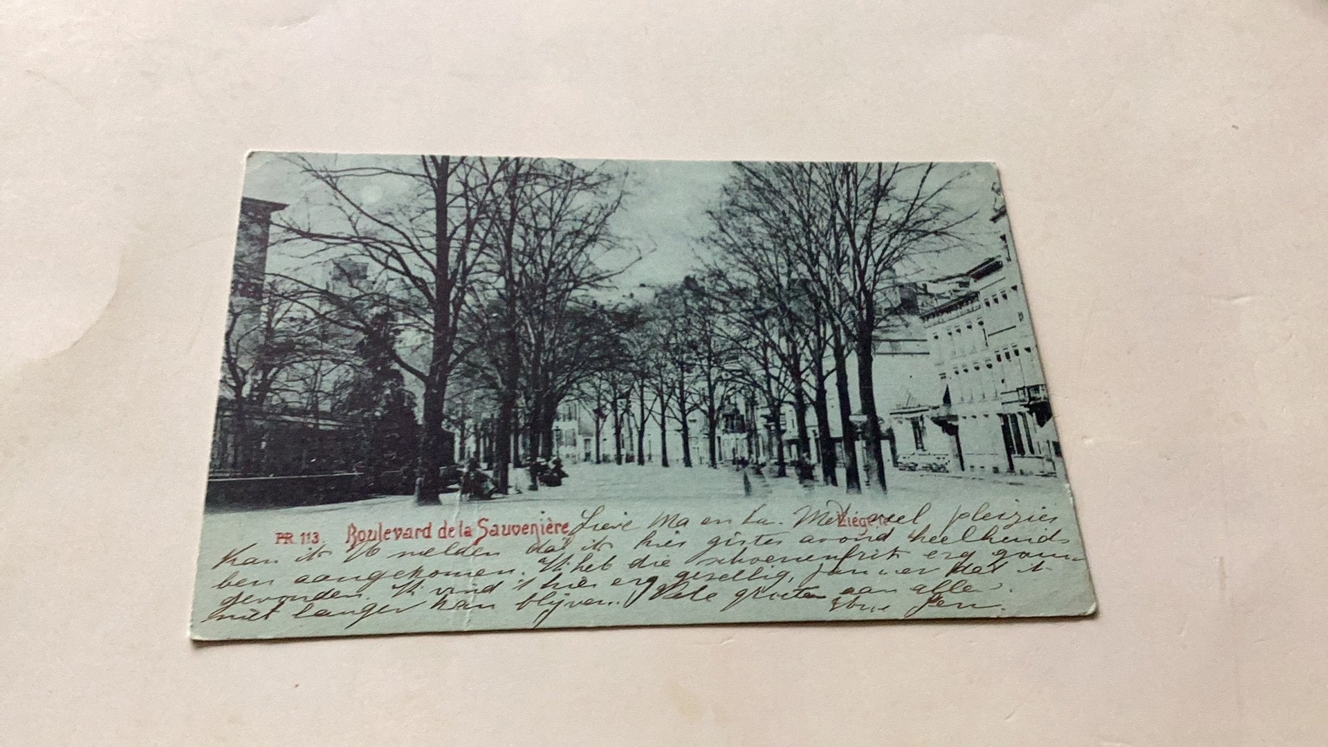 Liege Boulevard met postzegel uit 1898, Ophalen of Verzenden
