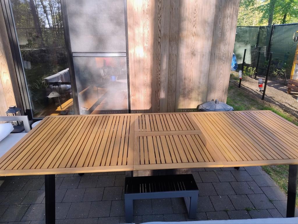 Prachtige uitschuifbare teak tuintafel design & topkwaliteit, Ophalen, Hout