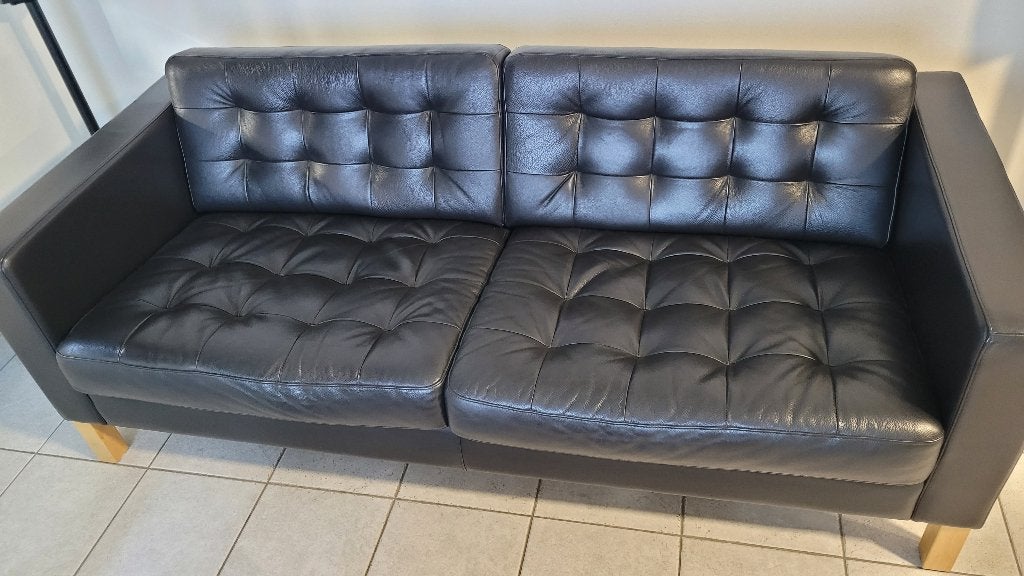 Canapé cuir noir, Enlèvement, Utilisé, Cuir