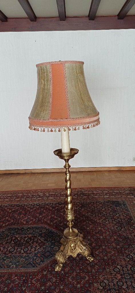 prachtige vintage geelkoperen staanlamp 1m70 hoog  15 kg, Enlèvement, Cuivre ou Bronze