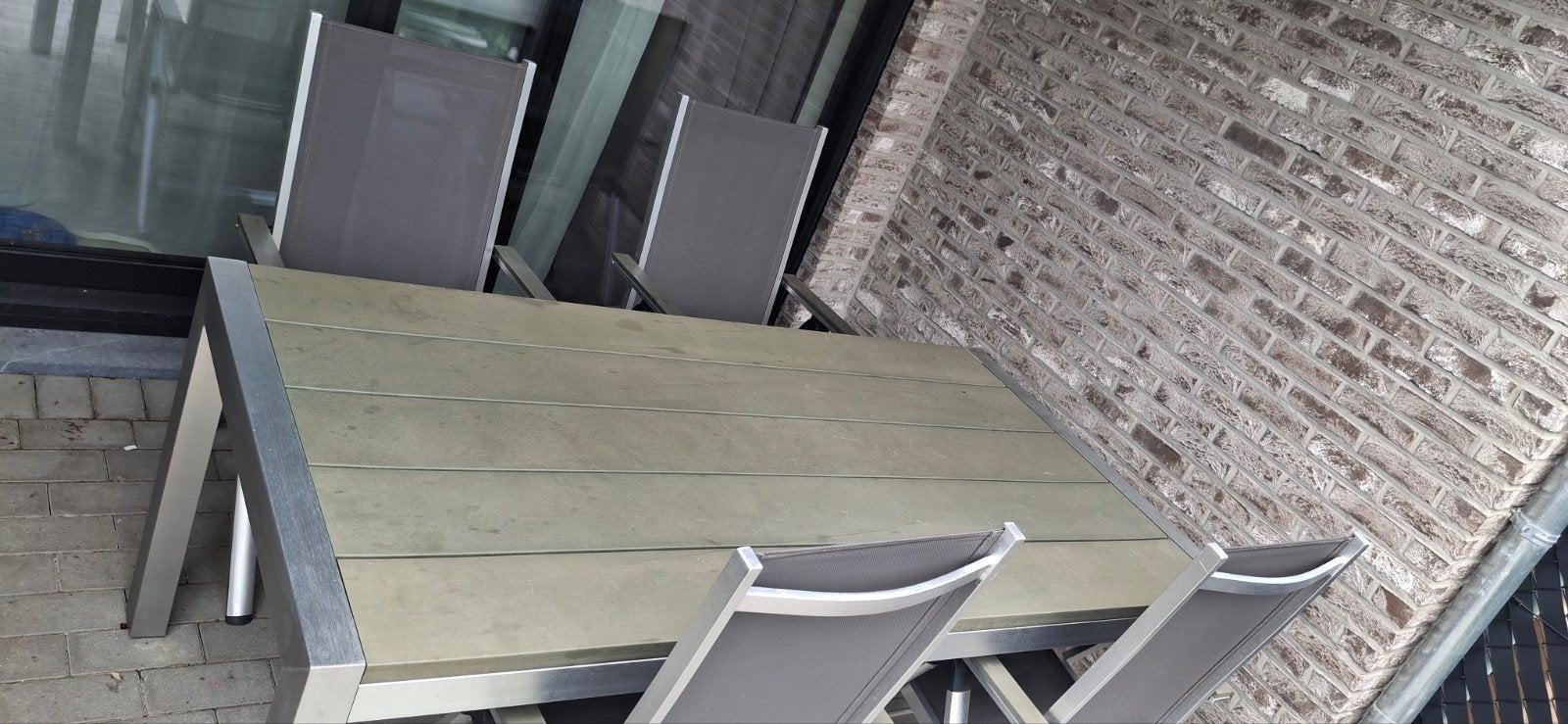 Tuintafel met 4 stoelen – 180 x 90 cm, Tuin en Terras, Tuinmeubel-accessoires, Ophalen