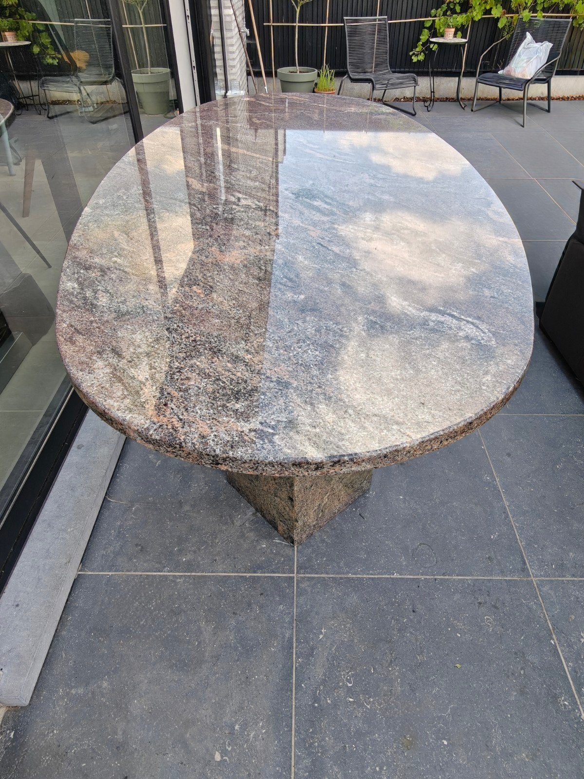 Prachtige Ovale  Granieten Eettafel, Tuin en Terras, Tuintafels, Ovaal, Ophalen