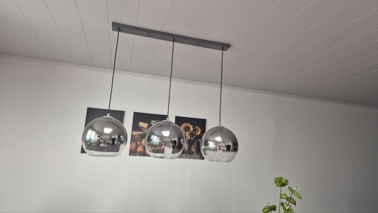 Hanglamp 3 glazen bollen, Ophalen of Verzenden, Hanglamp