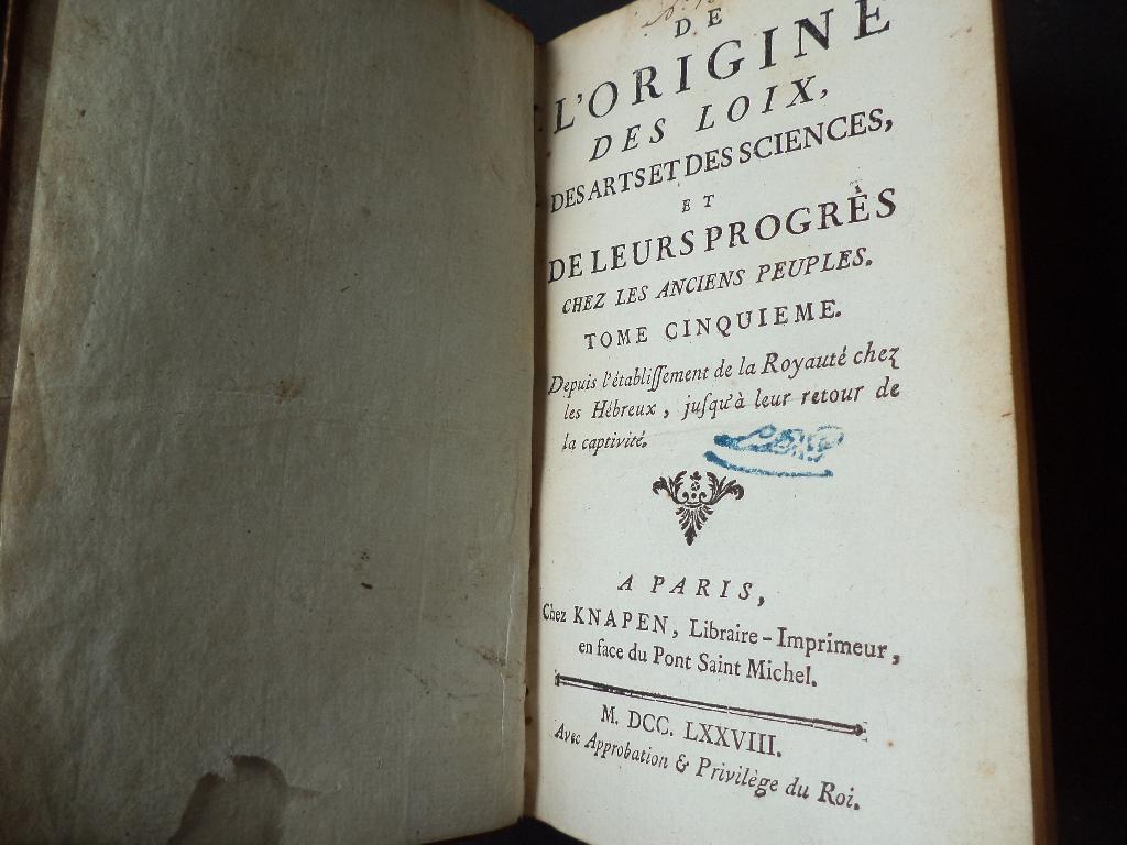 1778 De l'origine des lois des arts et des sciences V GOGUET, Antiquités & Art, Antiquités | Livres & Manuscrits, Enlèvement ou Envoi