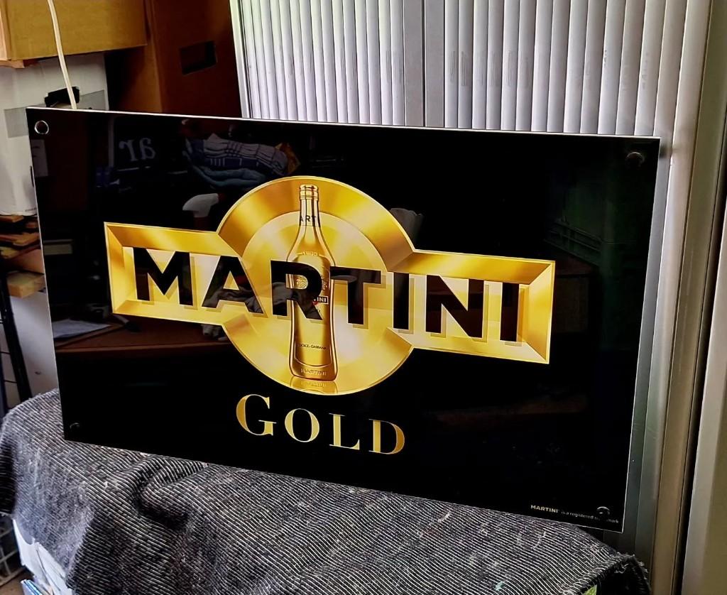 Lichtbak, reclamebord (glorifier) van Martini Gold🍸, Enlèvement, Utilisé, Table lumineuse ou lampe (néon)