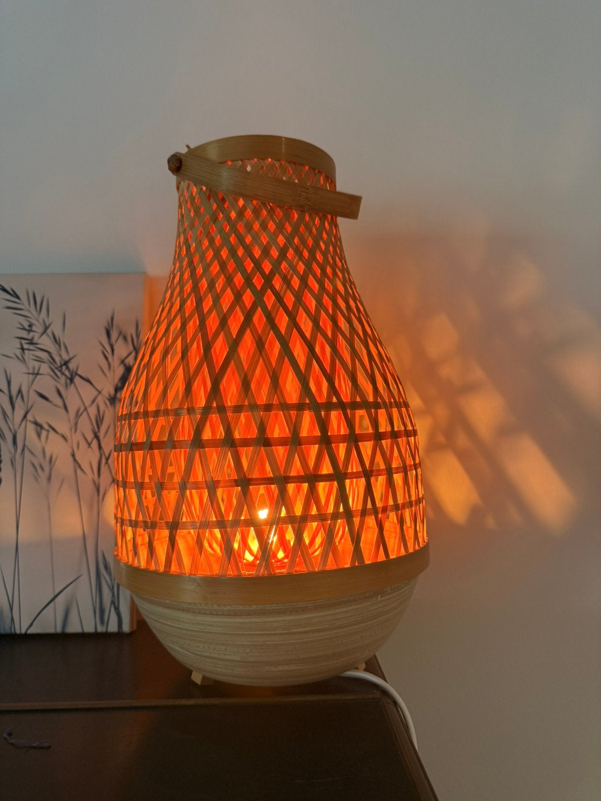 Tafellamp Ikea, Huis en Inrichting, Lampen | Lampenkappen, Ophalen, Tafellamp, Natuurlijk materiaal, Zo goed als nieuw