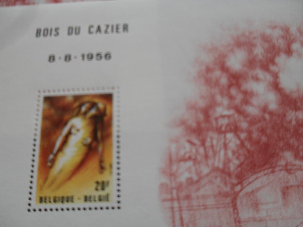 4 postzegelvelletjes Bois du Cazier 1956, Orginele gom, Ophalen of Verzenden, Postfris, Postfris