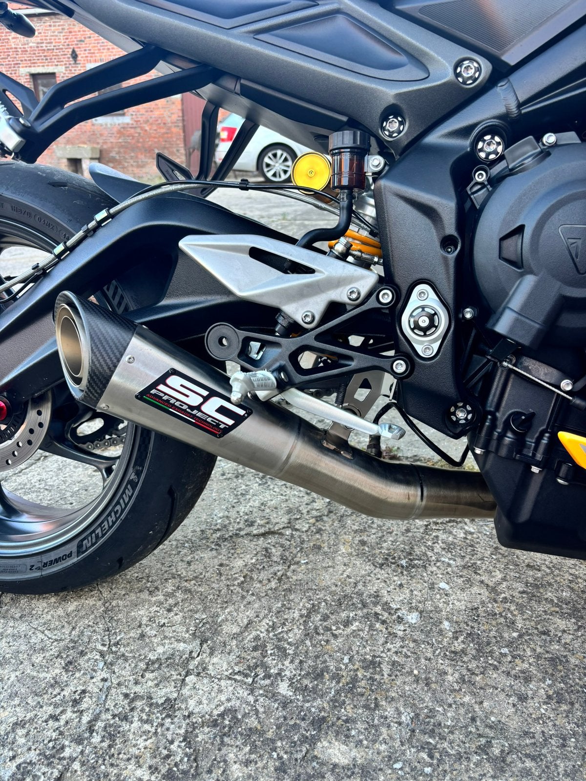 Echappement Sc project S1 - triumph street triple 765RS, Ophalen, Gebruikt