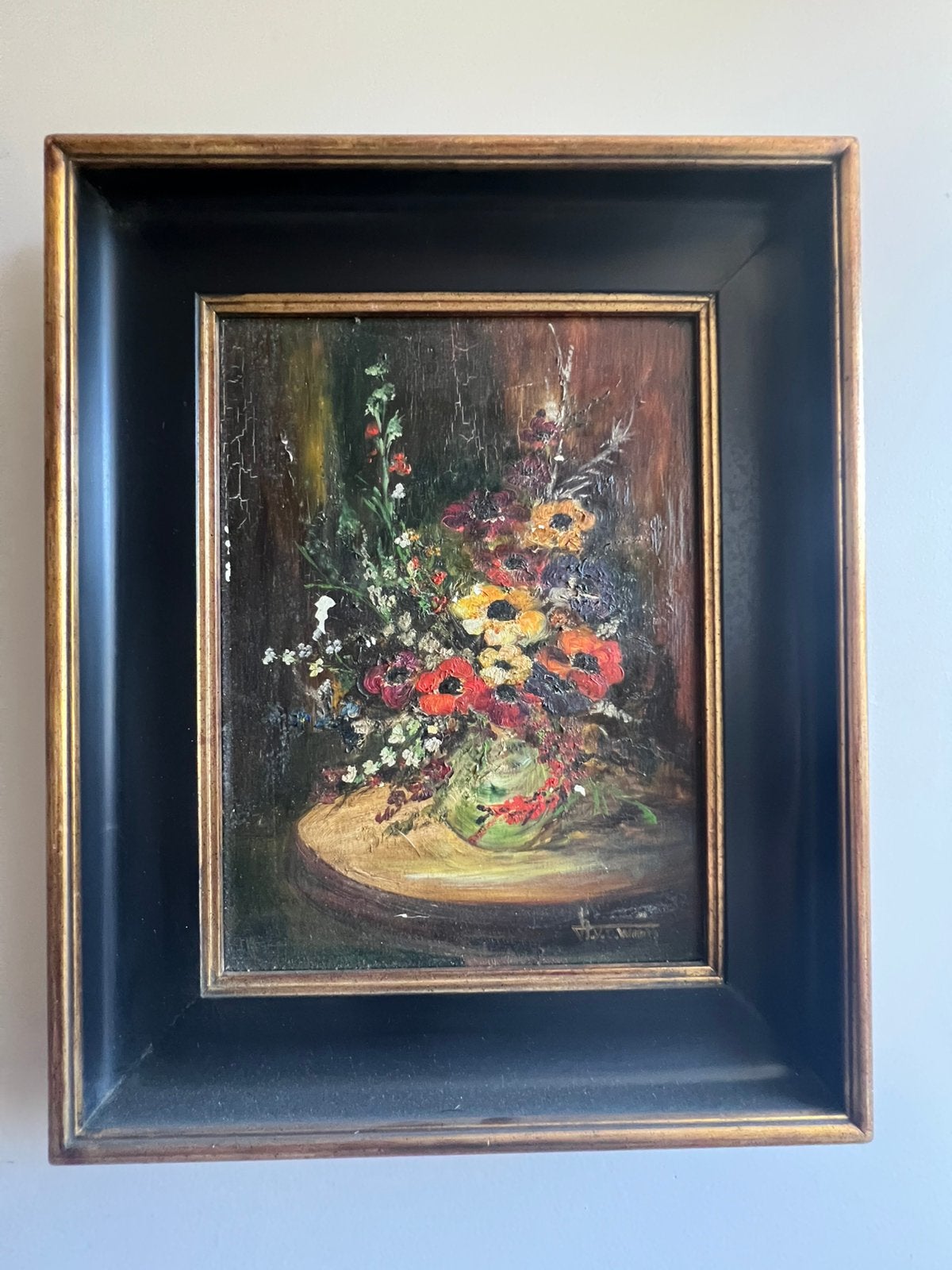 Peinture classique à l'huile de nature morte avec des fleurs, Antiquités & Art, Enlèvement, Classique, Peinture à l'huile, Fleurs