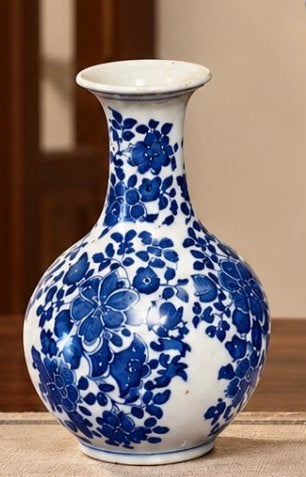 Prachtige chinese vaas– Blauw-wit porselein met stempel, Ophalen
