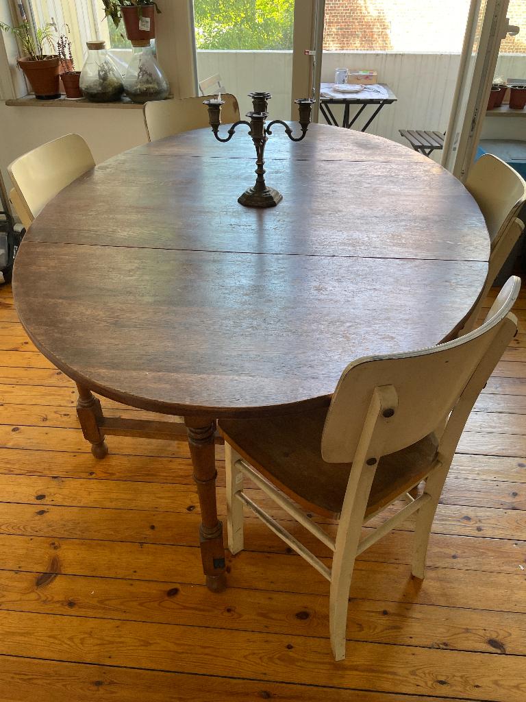 Table et chaises, Maison & Meubles, Tables | Tables à manger, 100 à 150 cm, Cinq personnes ou plus, Vintage, Enlèvement