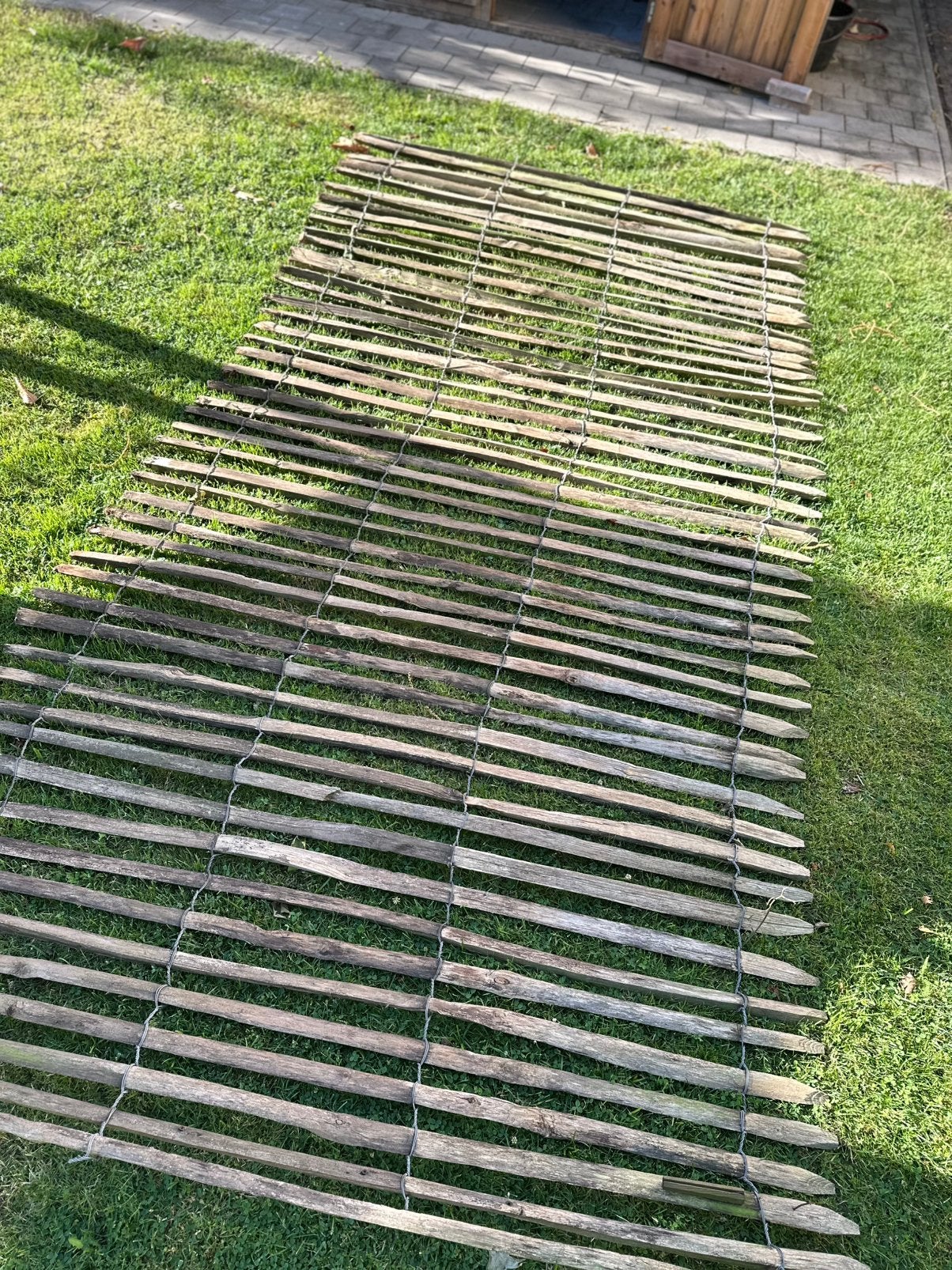 Kastanje houten afsluiting ong 3,50m - 180cm hoog, Enlèvement, Comme neuf