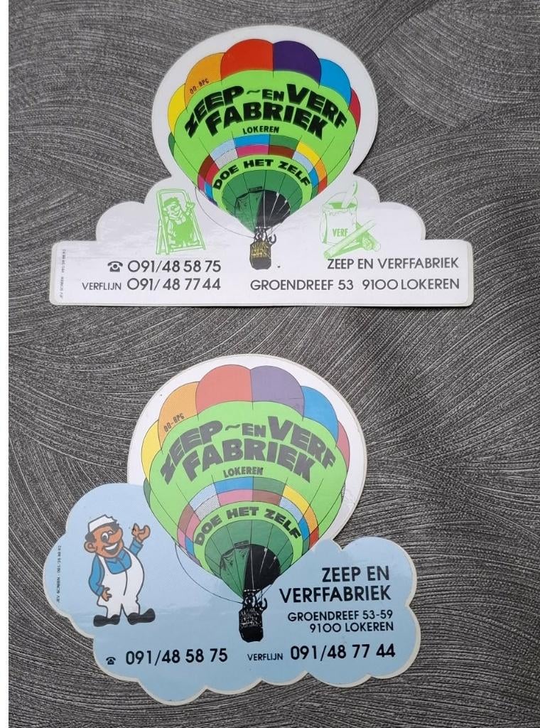 2 autocollants zeep & verffabriek Lokeren, Envoi, Comme neuf