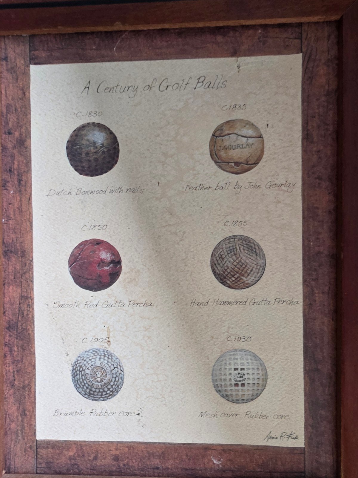 Belle affiche encadrée sur l'histoire des balles de golf, Enlèvement ou Envoi
