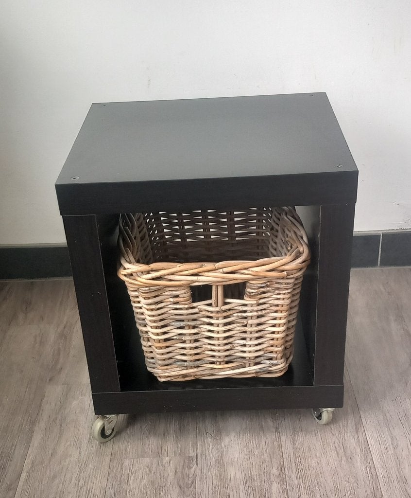 Ikea Kallax kubuskastje op wielen incl. rotan mand, Huis en Inrichting, Ophalen, Gebruikt, Overige typen, Bohemian