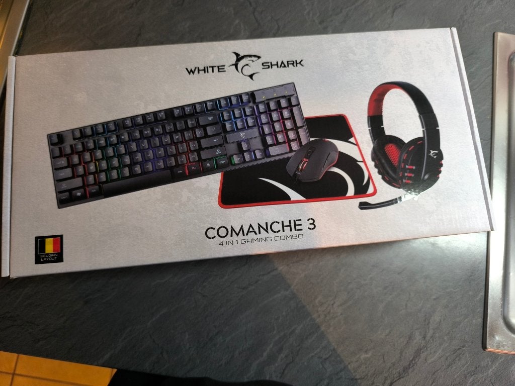 White Shark Combo 4-in-1 (gameset) hoofdset/toetsenbord/muis, Computers en Software, Toetsenborden, Ophalen, Toetsenbord en muis-set