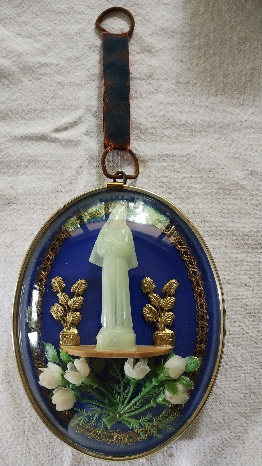 Maria kader bol ovaal glas vintage, Ophalen of Verzenden, Beeld(je)