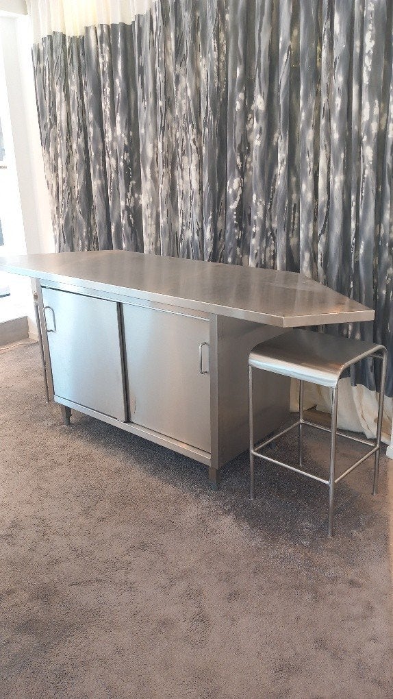 Inox toonbank / barmeubel – winkel, horeca of keuken, Zakelijke goederen, Ophalen, Gebruikt, Meubilair