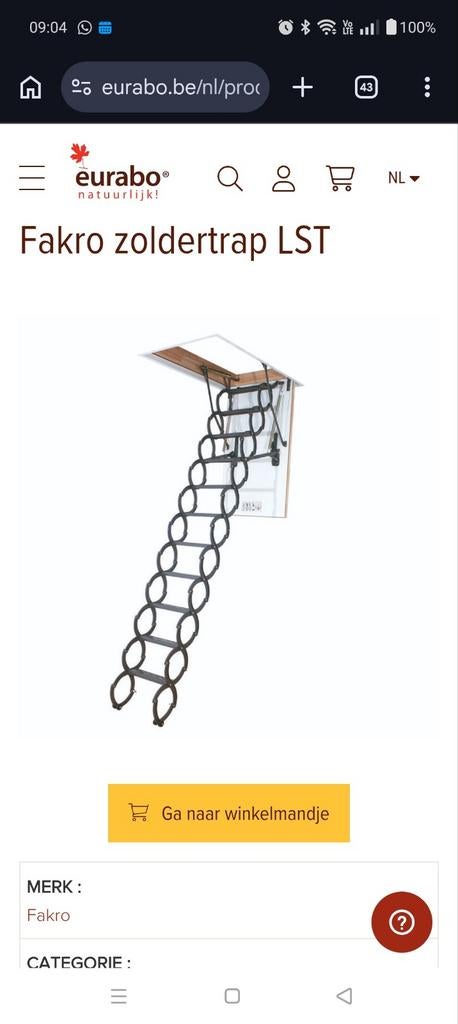 Zolder trap, Doe-het-zelf en Bouw, Ladders en Trappen, Ophalen, Trap