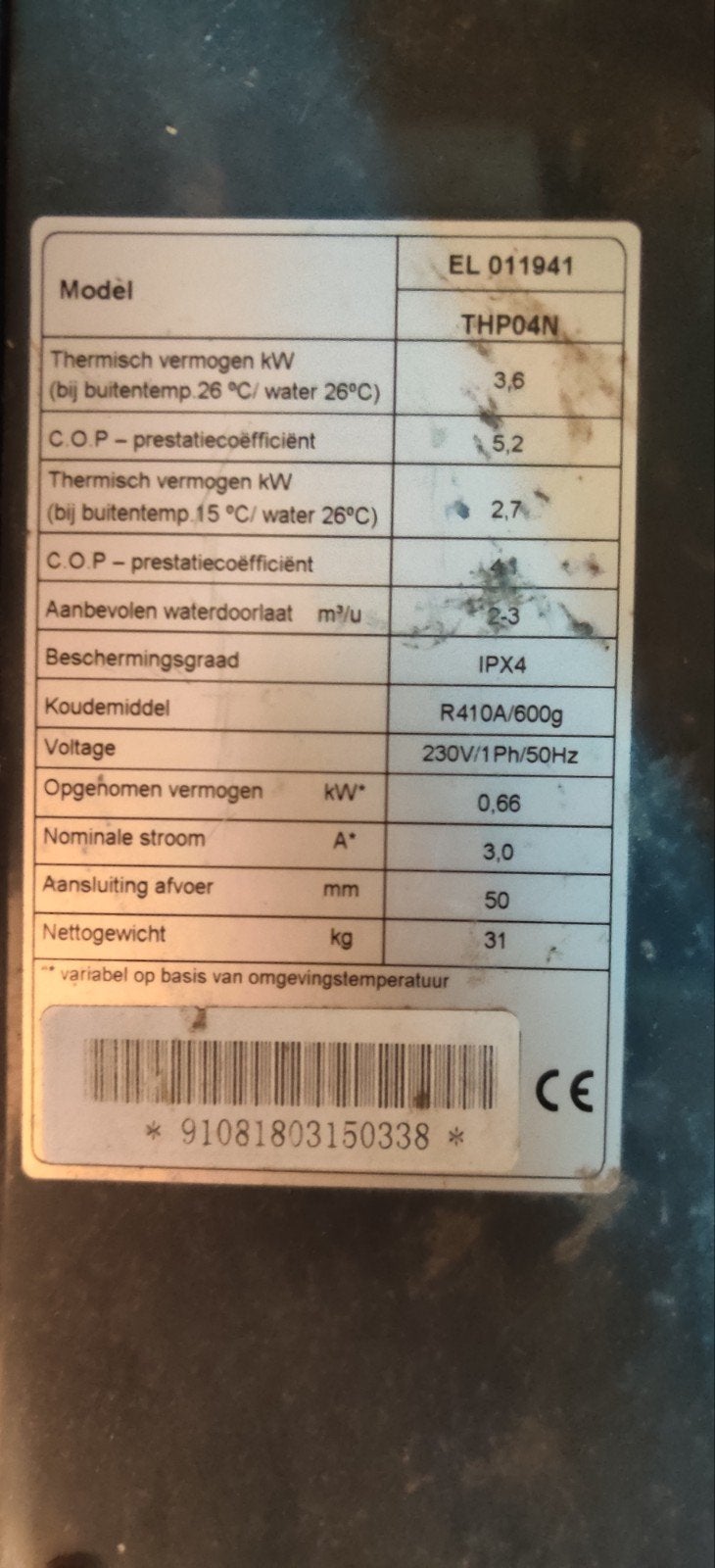 Zwembad zandfilter + zoutsysteem + warmtepomp, Ophalen