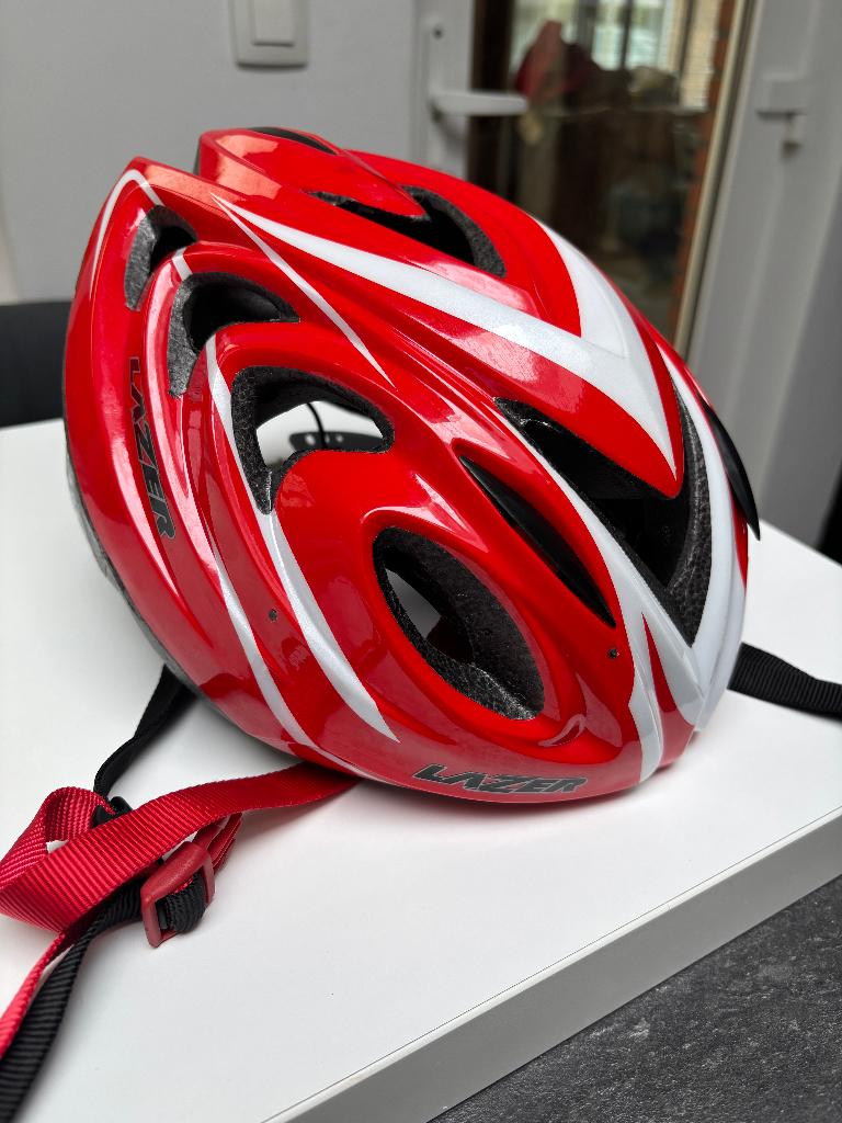 Lazer fietshelm rood wit 52-56 cm, Ophalen of Verzenden, Gebruikt, S