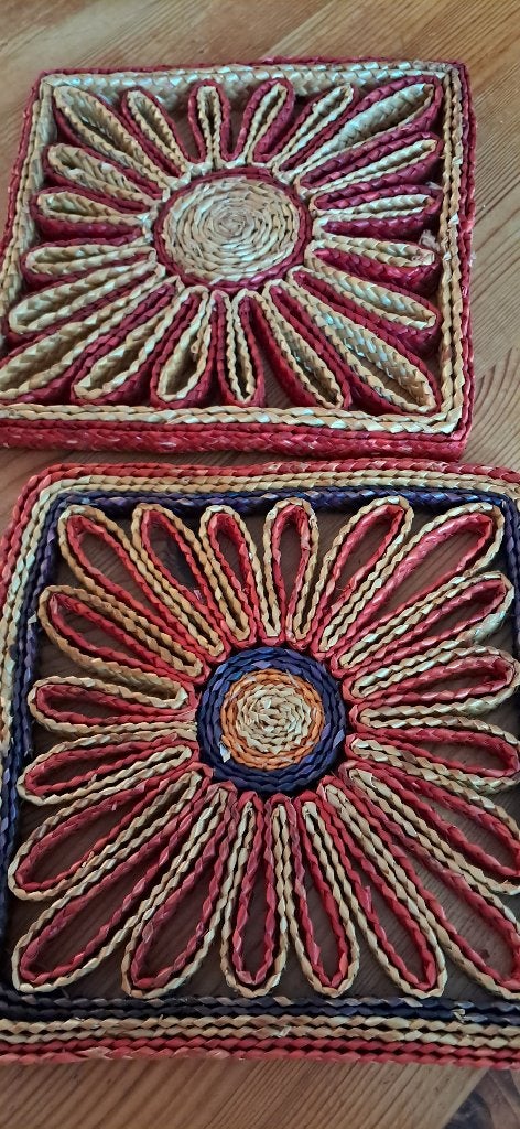 Onderleggers onderzetters voor potten en pannen vintage 2st, Ophalen, Natuurlijk materiaal, Pannenonderzetter, Hittebestendig